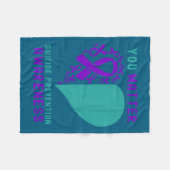 Couverture Polaire You - Heart &amp; Ribbon Design Suicide Prevention (Devant (Horizontal))