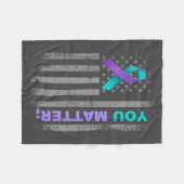 Couverture Polaire You Suicide Prevention Awareness American Flag Rib (Devant (Horizontal))