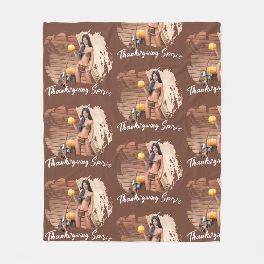 Couverture Polaire Young Native American Posing on a Wood Wall (Devant)