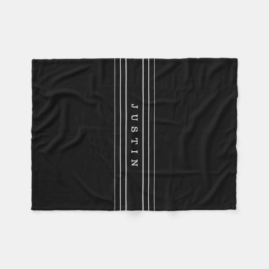 Couverture Polaire Your Custom Text & Modern Stripes | Black & White (Devant (Horizontal))