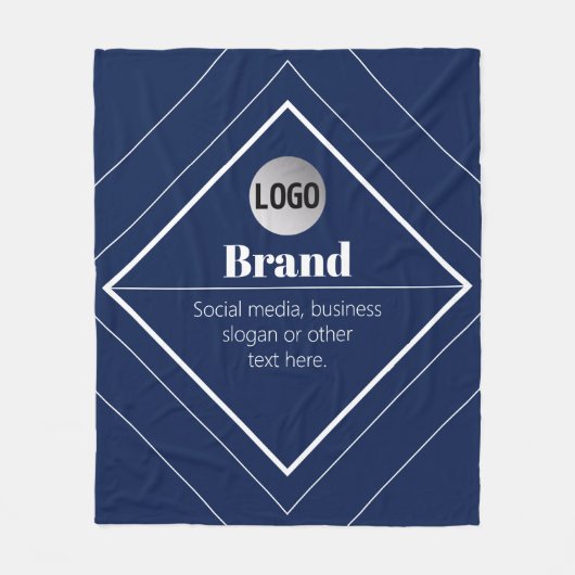Couverture Polaire Your Logo & Customizable Modern Design | Navy Blue (Devant)