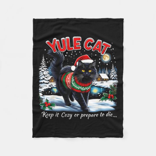 Couverture Polaire Yule Cat Keep It Cozy Funny Christmas Quote  (Devant)