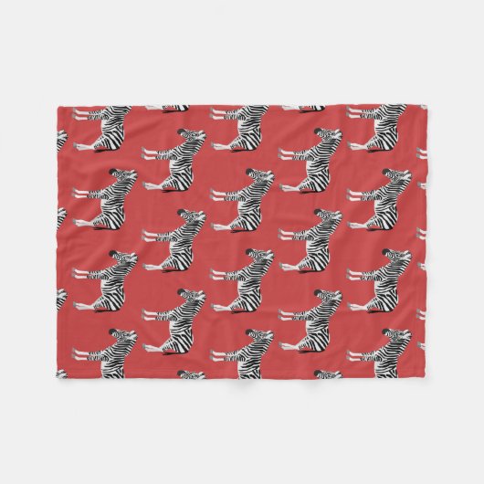 Couverture Polaire Zebra Exotic Animal Motif Deep Red (Devant (Horizontal))