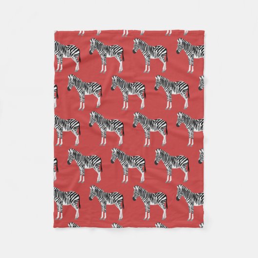 Couverture Polaire Zebra Exotic Animal Motif Deep Red (Devant)