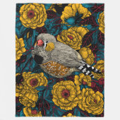Couverture Polaire Zebra finch et buisson rose (Devant)