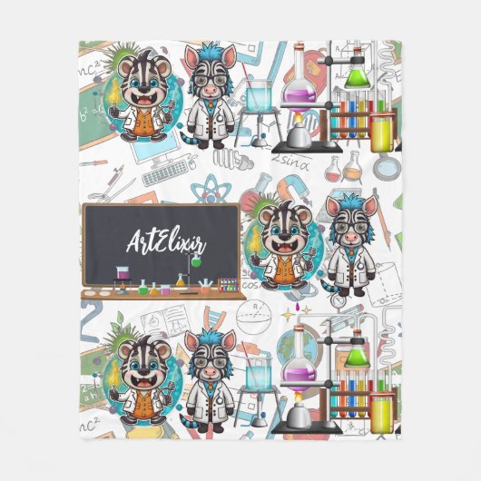 Couverture Polaire Zebra Mad Scientist Imprimer (Devant)