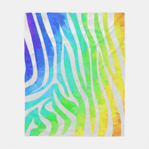Couverture Polaire Zebra Rainbow et White Print