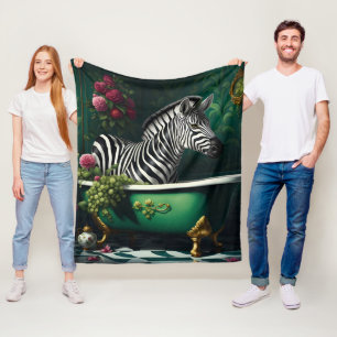 Couverture Polaire Zèbre dans une baignoire