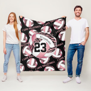 Couverture Polaire zèbre rayures avec girly rose personnalisée volley