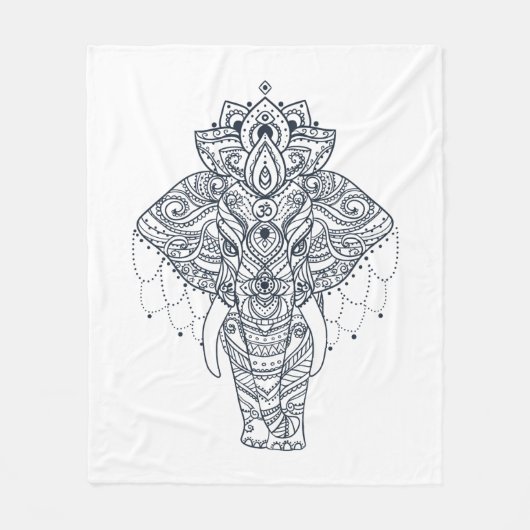 Couverture Polaire Zentangle a inspiré l'éléphant (Devant)