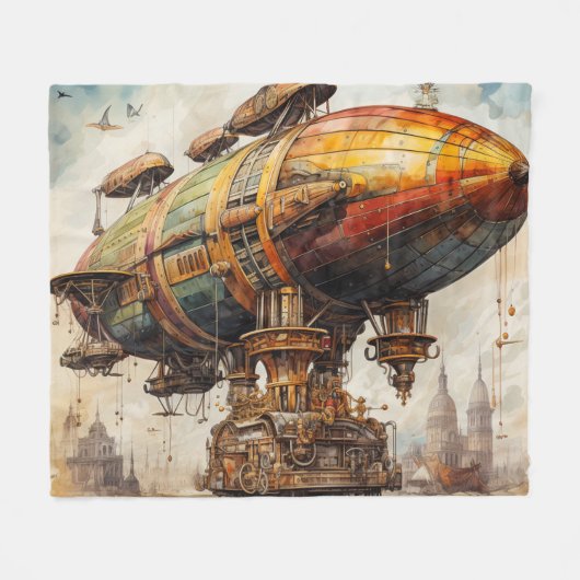 Couverture Polaire Zeppelin Steampunk vintage (1) (Devant (Horizontal))
