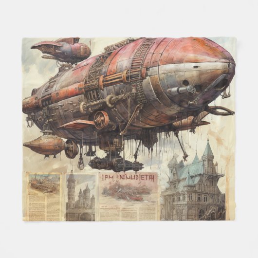 Couverture Polaire Zeppelin Steampunk vintage (9) (Devant (Horizontal))