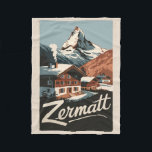 Couverture Polaire Zermatt Suisse Travel Art Vintage<br><div class="desc">Design de déplacement vectoriel rétro Zermatt. Zermatt,  dans le canton du Valais,  est une station de montagne réputée pour le ski,  les escalades et le randonnée.</div>