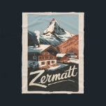 Couverture Polaire Zermatt Suisse Travel Art Vintage<br><div class="desc">Design de déplacement vectoriel rétro Zermatt. Zermatt,  dans le canton du Valais,  est une station de montagne réputée pour le ski,  les escalades et le randonnée.</div>