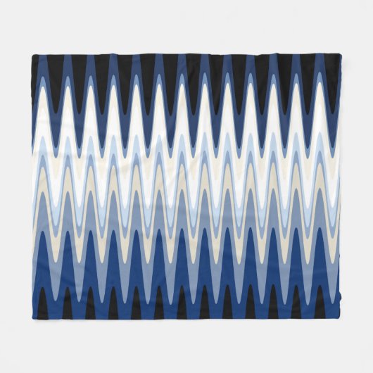 Couverture Polaire Zig Zag Bleu noir blanc gris beige Motif (Devant (Horizontal))