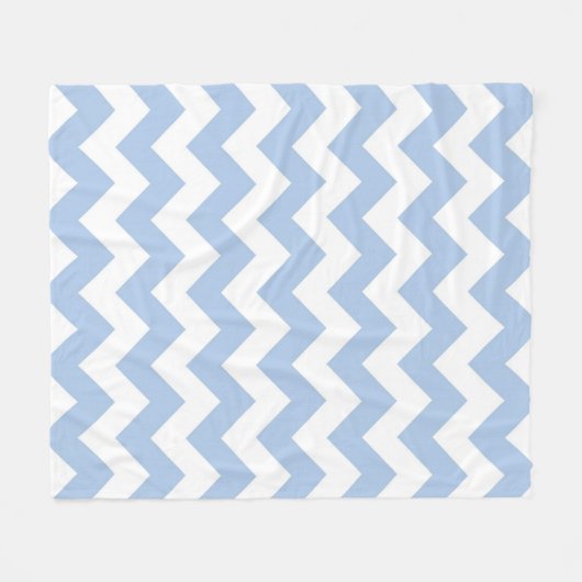 Couverture Polaire Zigzag bleu clair et blanc (Devant (Horizontal))