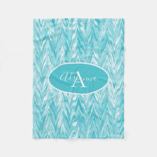 Couverture Polaire Zigzag bleu et blanc (Devant)