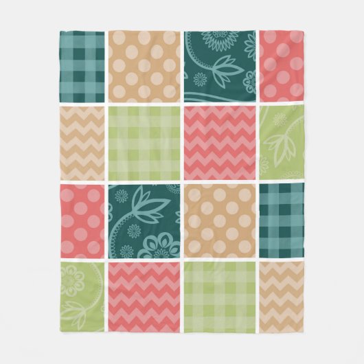 Couverture Polaire Zigzag, Chevron, En vichy, Pois, Patchwork (Devant)