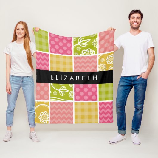 Couverture Polaire Zigzag, Chevron, Pois, En vichy, Votre Nom (En situation)