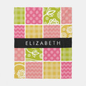 Couverture Polaire Zigzag, Chevron, Pois, En vichy, Votre Nom (Devant)