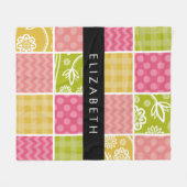 Couverture Polaire Zigzag, Chevron, Pois, En vichy, Votre Nom (Devant (Horizontal))