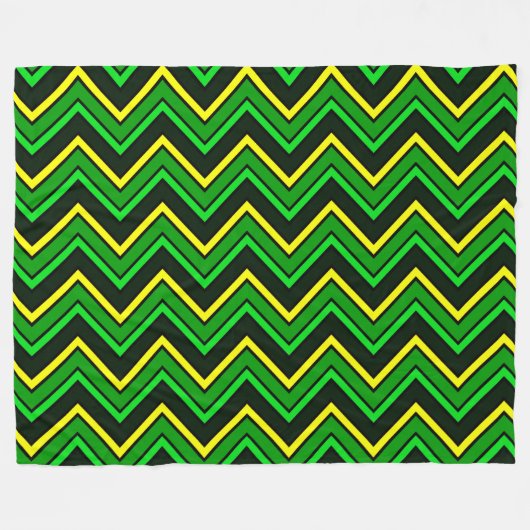 Couverture Polaire Zigzag de chevron vert, noir et jaune (Devant (Horizontal))