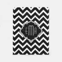 Zigzag géométrique noir et blanc monogramme Chevro