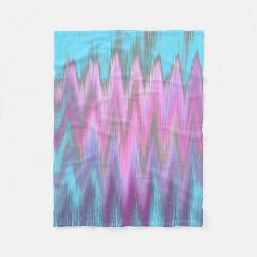 Couverture Polaire Zigzag Girly turquoise rose abstrait d'Ikat (Devant)