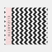 Couverture Polaire Zigzag noir et blanc, Motif Chevron, Votre nom (Devant (Horizontal))