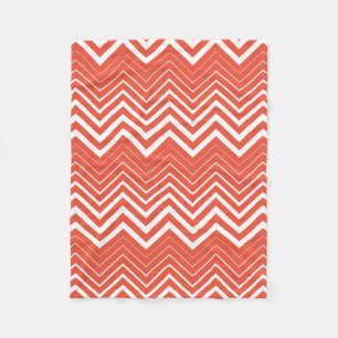 Couverture Polaire Zigzag Orange Et Blanc Chevron