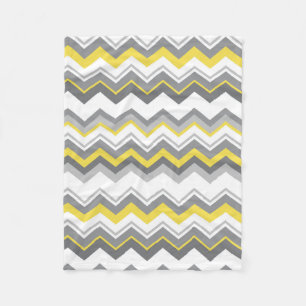Couverture Polaire Zigzags gris et jaunes