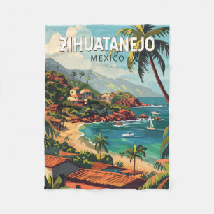Couverture Polaire Zihuatanejo Mexique Travel Art Vintage