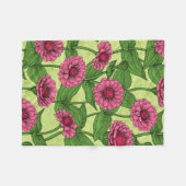 Couverture Polaire Zinnias rose sur vert clair (Devant (Horizontal))