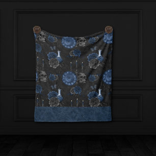 Couverture Polaire Zodiaque magic Dark Navy Blue Gothic Skull