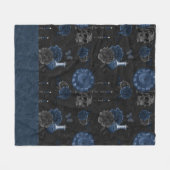 Couverture Polaire Zodiaque magic | Dark Navy Blue Gothic Skull (Devant (Horizontal))