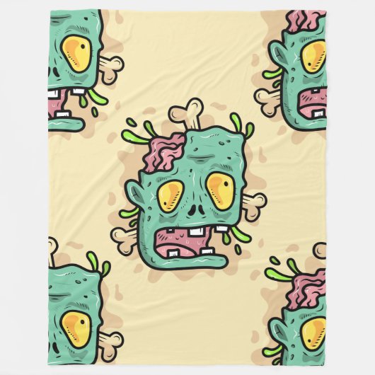 Couverture Polaire zombie d'halloween beige (Devant)