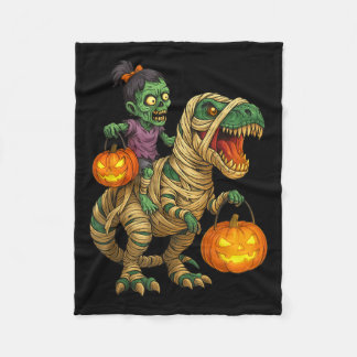 Couverture Polaire Zombie Girl Riding maman T Rex Halloween Kids Tri