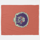 Couverture Polaire ZOMBIE Orange Eyes vert cheveux (Devant (Horizontal))