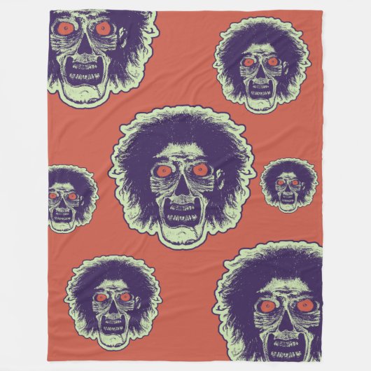 Couverture Polaire ZOMBIE - Yeux Orange Multi Visages (Devant)