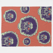 Couverture Polaire ZOMBIE - Yeux Orange Multi Visages (Devant (Horizontal))