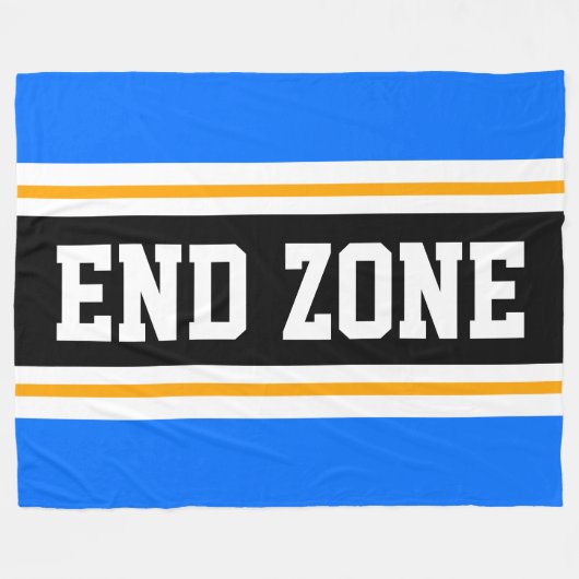 Couverture Polaire ZONE FIN Bleu Bleu Jaune Noir Frappes de football (Devant (Horizontal))