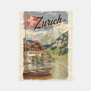 Couverture Polaire Zurich Suisse Art de Voyage peinture Vintage
