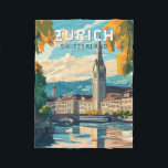 Couverture Polaire Zurich Suisse Travel Art Vintage<br><div class="desc">Design de voyage vectoriel rétro de Zurich. Les ruelles pittoresques du centre d'Altstadt (vieille ville),  de part et d'autre de la rivière Limmat,  reflètent son histoire d'avant-Moyen-Age.</div>