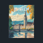 Couverture Polaire Zurich Suisse Travel Art Vintage<br><div class="desc">Design de voyage vectoriel rétro de Zurich. Les ruelles pittoresques du centre d'Altstadt (vieille ville),  de part et d'autre de la rivière Limmat,  reflètent son histoire d'avant-Moyen-Age.</div>