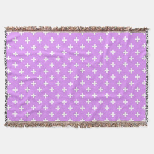 Couverture Polka blanche croise sur lilas (Devant)