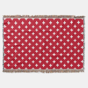Couverture Polka blanche croise sur rouge