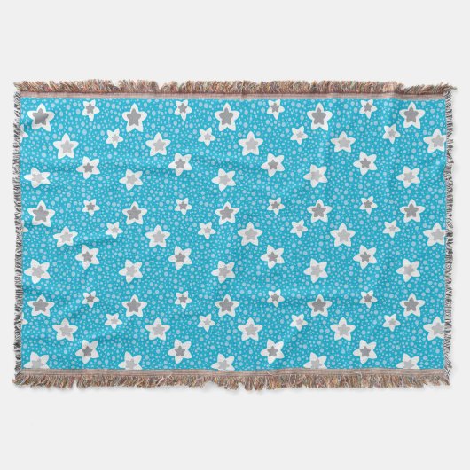Couverture Polka bleu paradisiaque point rétro avec étoiles (Devant)