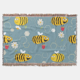 Couverture Pollinant Les Abeilles, Flower Garden Scene.