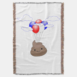 Couverture Poo Emoji Voler Avec Ballons