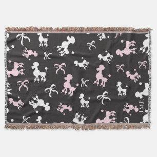 Couverture Poodé rose et monogramme noir